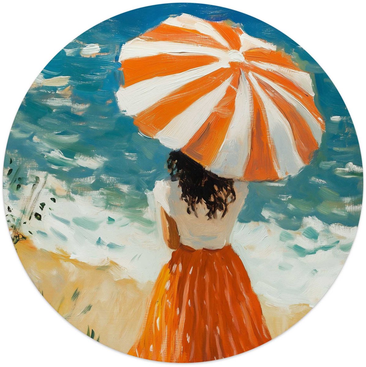 Glasschilderij Meisje met parasol - Ø 50 - Glas - REINDERS