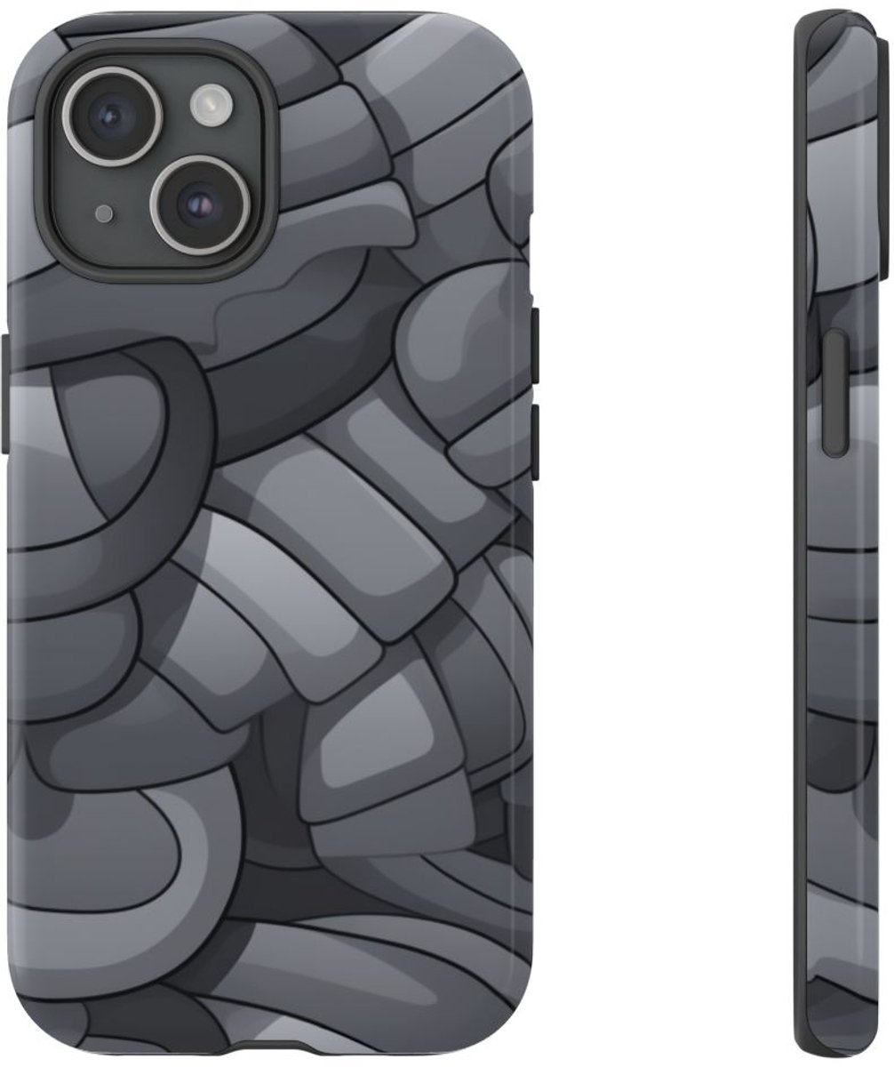 Grijs Abstract Buispatroon – Telefoonhoesje Geschikt voor iPhone 15