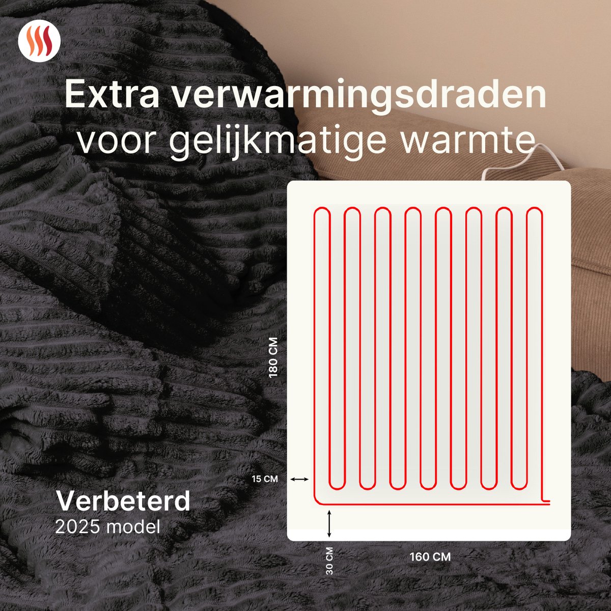 Seranova Elektrische Deken XXL - Extra Warmtedraden - afbeelding 3