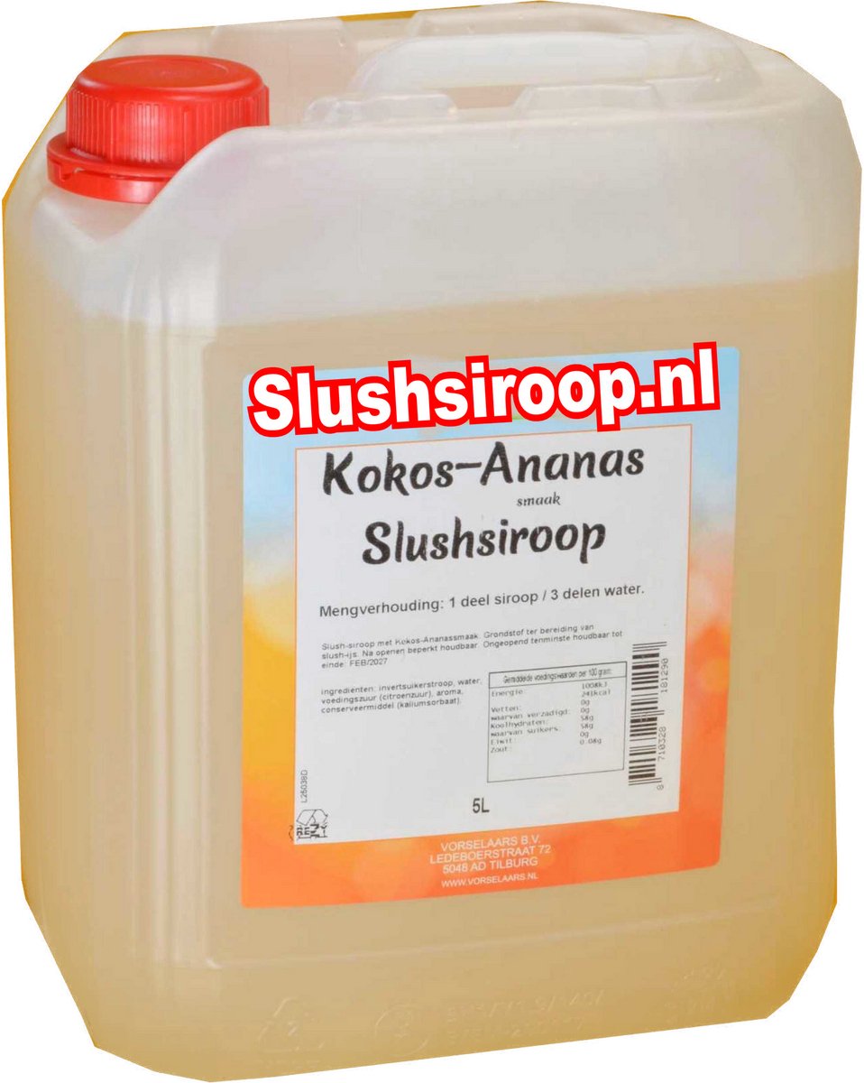 Slushsiroop ANANAS-KOKOS - tank met 5 liter - Vorselaars - MilaNNE
