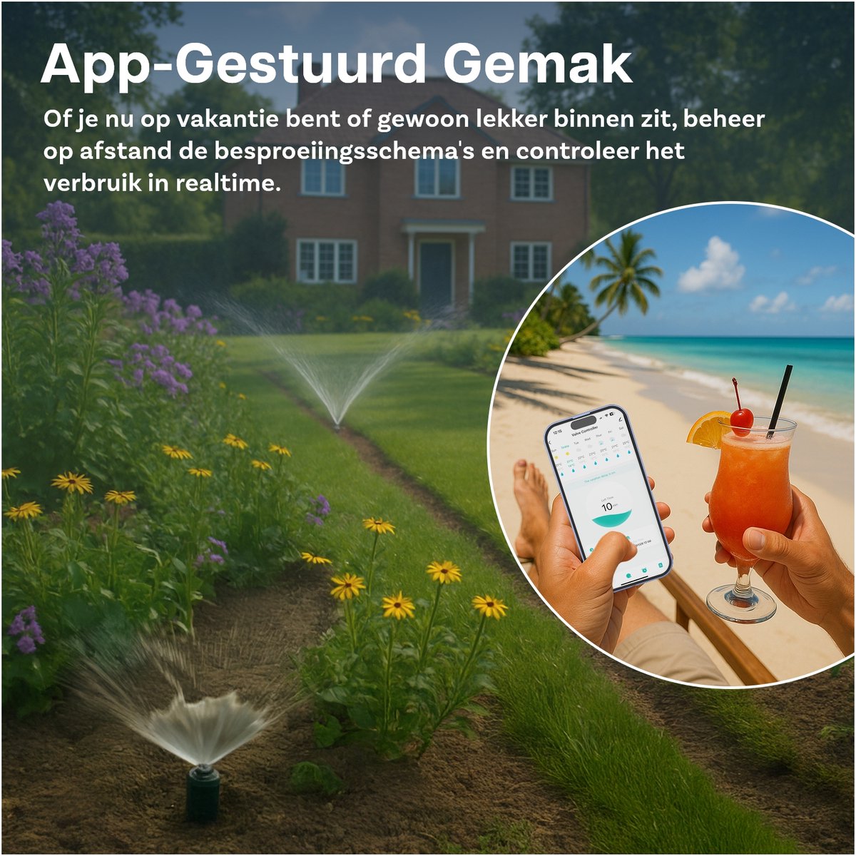 MMOBIEL Smart WiFi Irrigatietimer – Automatische Bewateringscomputer op Zonne-energie & USB – 30m Draadloos Bereik, Weerbestendig, Eenvoudige Installatie – Tuinsproeier voor Tuin & Gazon thumbnail 7