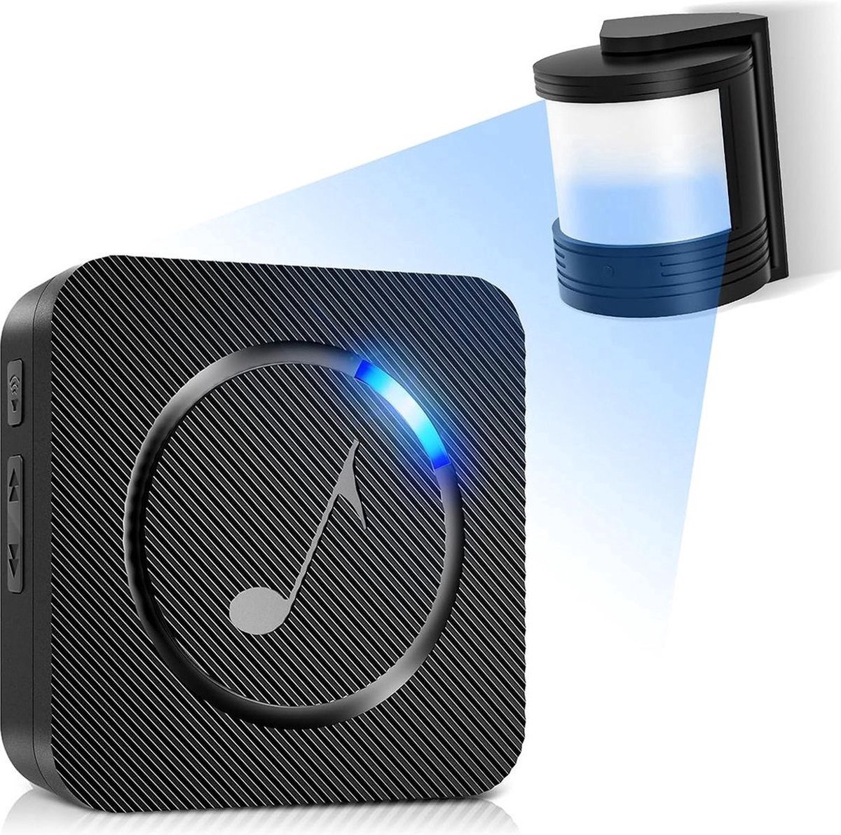 QPFO® Opritverklikker Met Licht - Draadloze Entreemelder En Doorgangsmelder - Beveiliging Voor Huis En Oprit - Zwart
