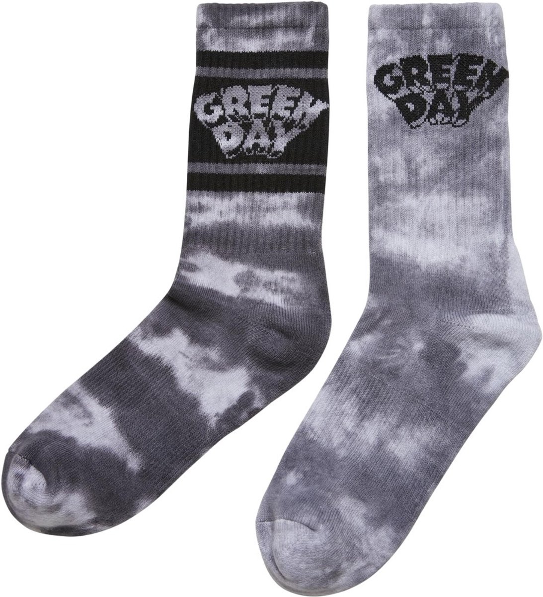 Merchcode Green Day - Green Day Tie Die 2-Pack Sokken - 43/46 - Zwart/Wit