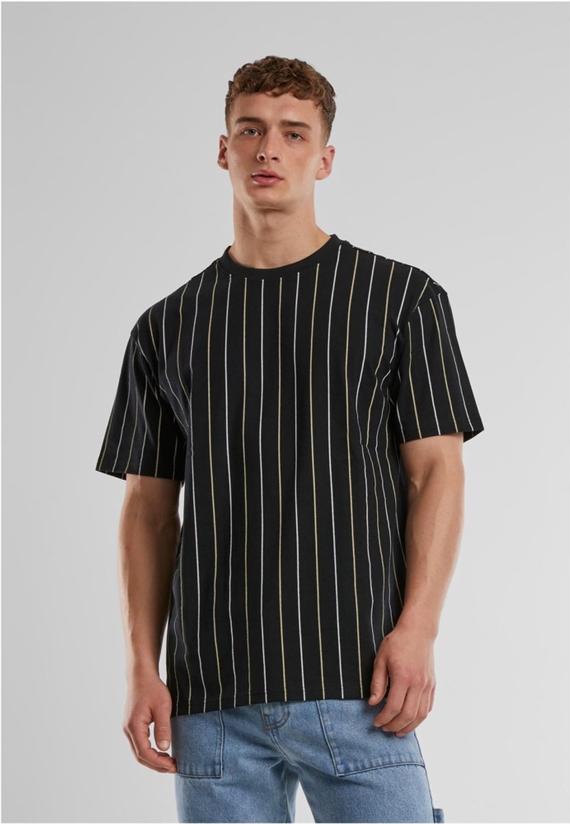 Urban Classics Printed Pinstripe Heren T-shirt M Zwart