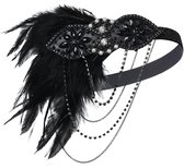 MIVAIUN jaar 20 Gatsby flapper hoofdband Charleston met veer, jaar 20 Gatsby haarband, hoofddeksel accessoires, vintage themafeest dames (1 stuk