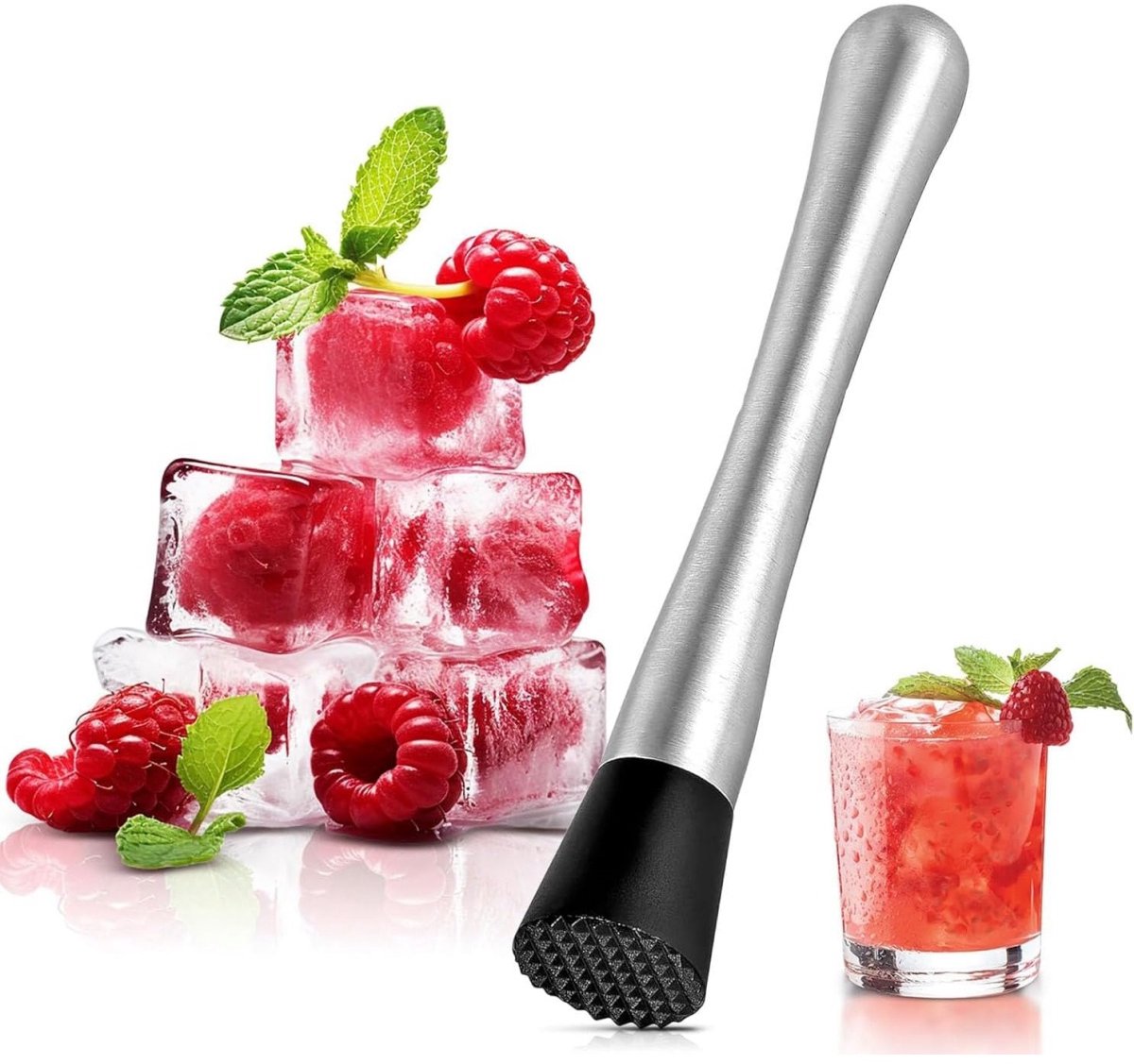 TOVBMUP Professionele Cocktail Muddle - Cocktail Accessoires - Multifunctionele Muddle - 20 cm - Geschikt voor Heerlijke Cocktails, Mojito's, Dranken en Sappen