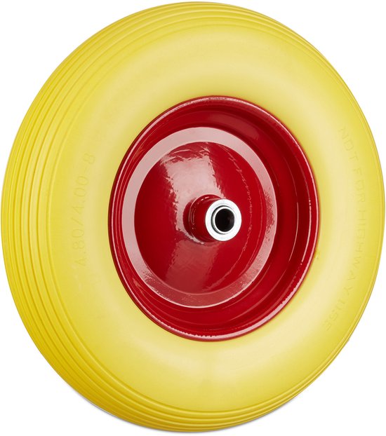 kruiwagenwiel 4.80 4.00-8 - set van 2 - massief rubber - 39 cm - tot 100 kg - anti lek - geel-rood van VABO — afbeelding 2