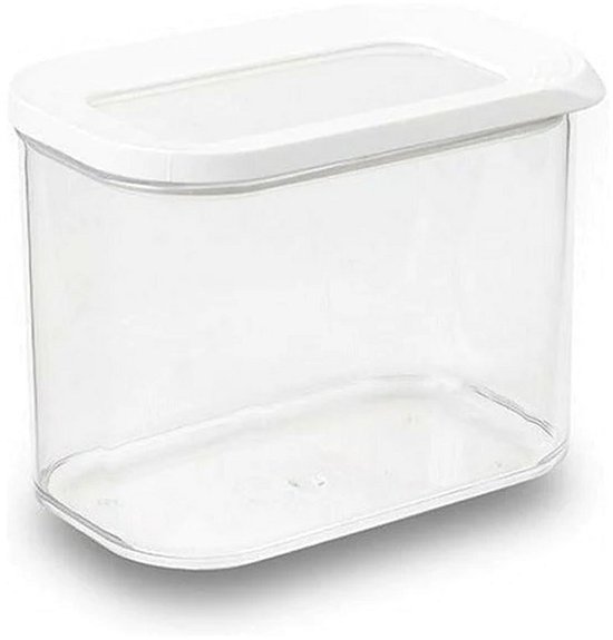 Boîte de conservation transparente Mepal Modula avec couvercle blanc, vide.