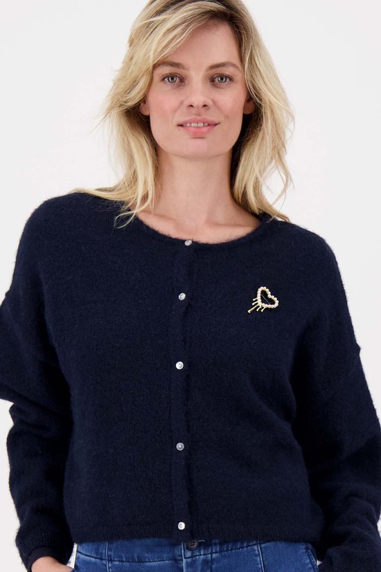 Zusss Basic Vestje Met Broche Blauw