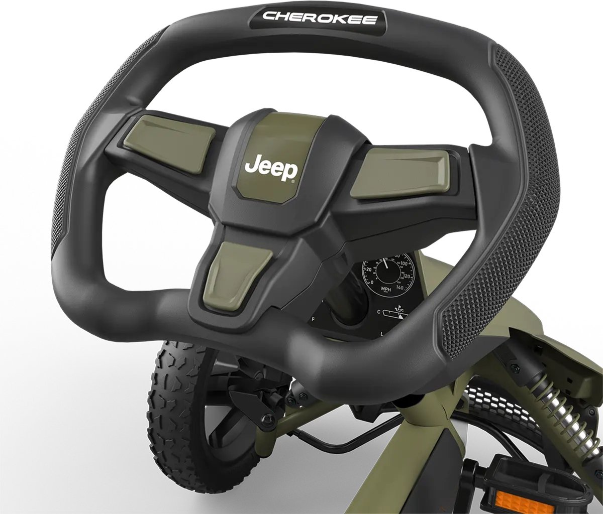 Bol.com BERG Rally Jeep® Cherokee Skelter - Verstelbare stoel - Soundbox Race - LED Verlichting - 4+ Jaar - Groen aanbieding