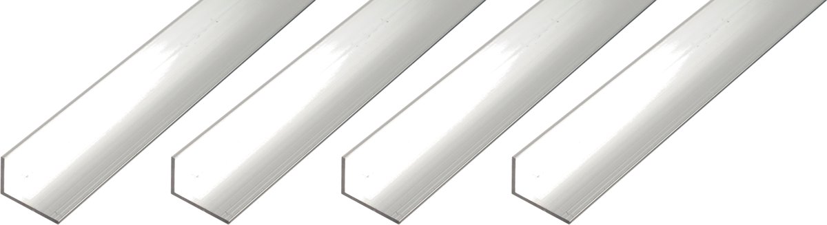 Alberts 4 x BA-Profil, hoekprofiel, aluminium, naturel, 10 x 20 x 1,5 mm, lengte 1 m