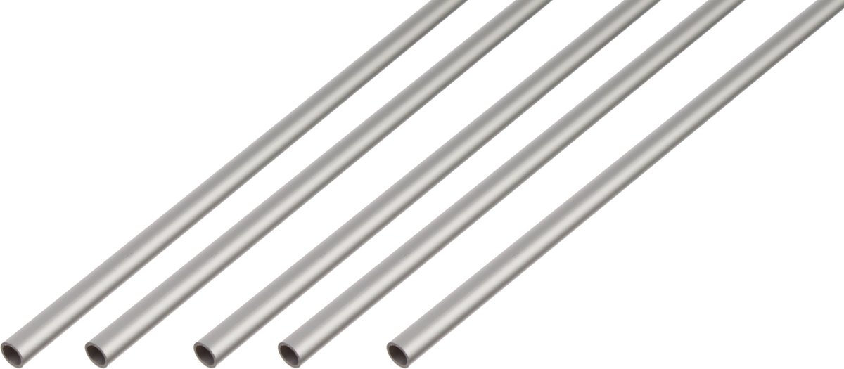 Alberts 5 x ronde buis, Aluminium, zilverkleurig geanodiseerd, Ø25 x 1,5 mm, lengte 1 m