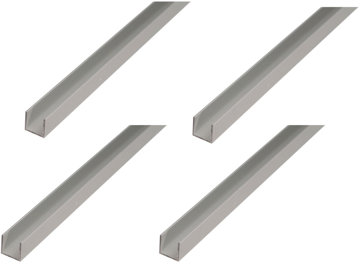 Alberts 4 x U-Profil, Aluminium, 10 x 12 x 10 x 1,5 mm, lengte 1 m, zilverkleurig geanodiseerd