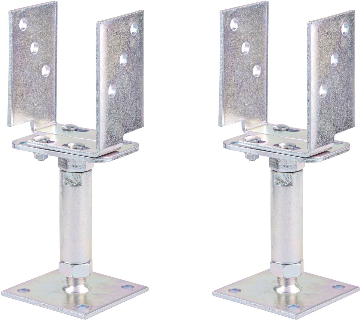 Alberts 2 x U-paaldrager, Breite 71 - 161 mm, Bodenabstand 150 - 190 mm, elektrolytisch verzinkt, dickschichtpassiviert, voor opschroeven