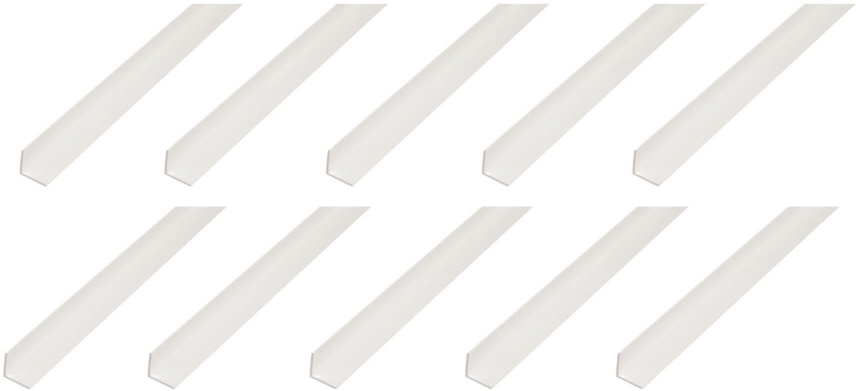Alberts 10 x hoekprofiel, PVC, wit, 50 x 50 x 1,2 mm, lengte 1 m