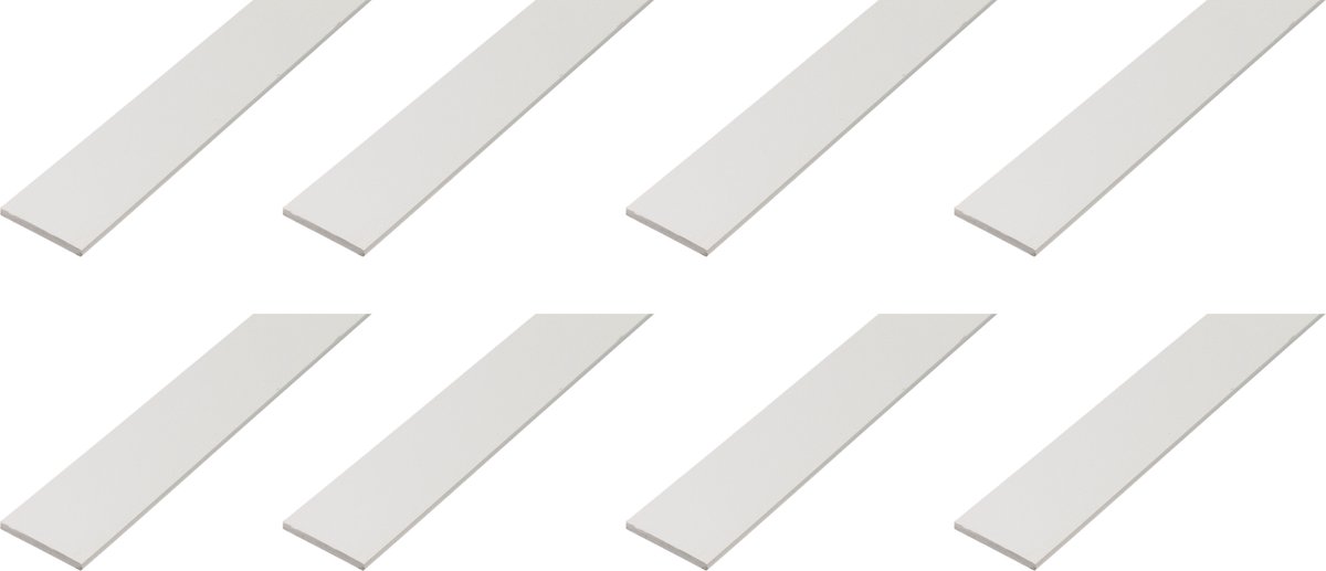Alberts 8 x platstaal, PVC, weiß, 20 x 2 mm, lengte 2 m