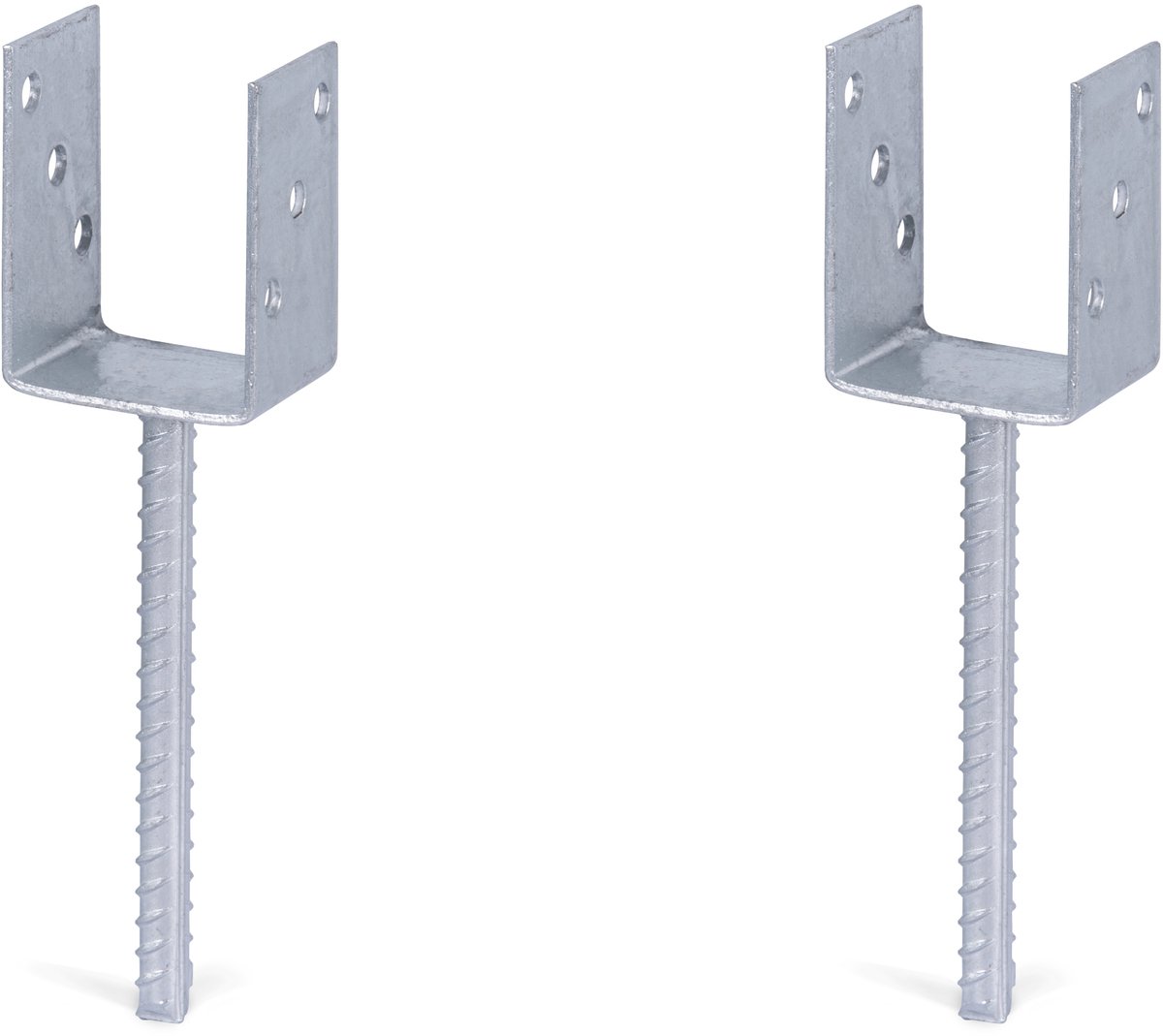 Alberts 2 x U-paaldrager mit Riffelstahl-betonanker, 75x104 mm, betonanker 200 mm, thermisch verzinkt, voor inbetonneren