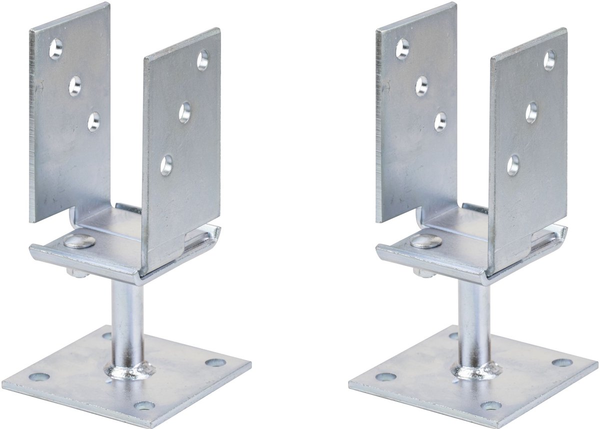 Alberts 2 x U-paaldrager, Breite 71 - 131 mm, hoogte 110 mm, elektrolytisch verzinkt, dickschichtpassiviert, voor opschroeven