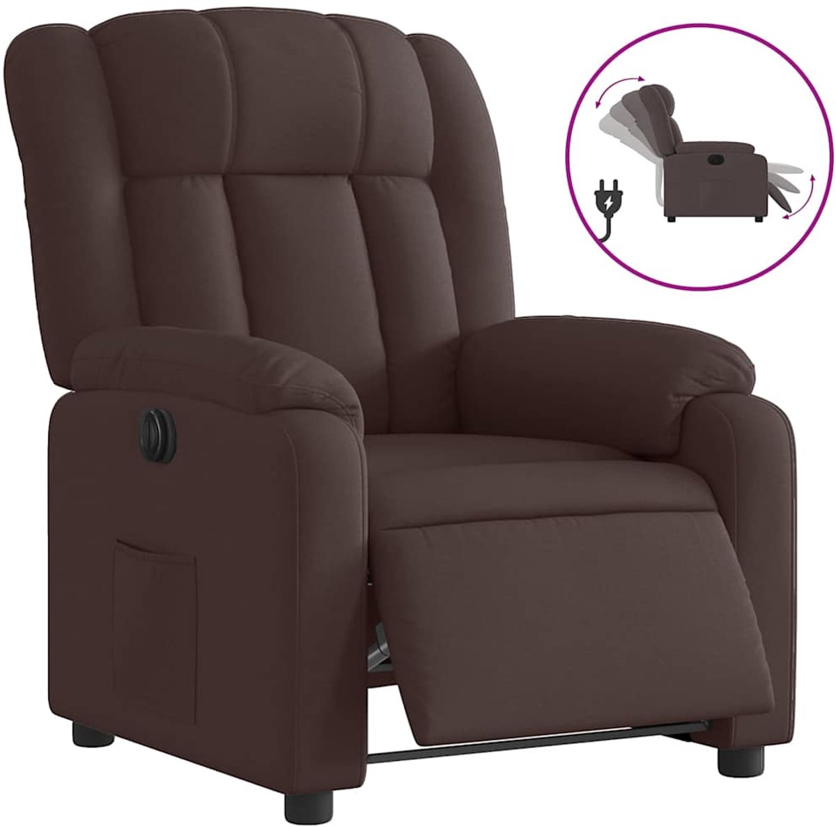 vidaXL Fauteuil - verstelbaar - elektrisch - stof - donkerbruin