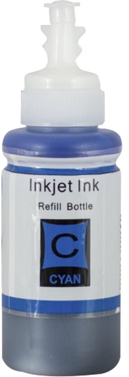 T6642/T6732 Cyaan Huismerk Inktfles 100ml | C13T664240 | Geschikt voor Epson EcoTank ET-2500/ET-2550/ET-2600/ET-2610/ET-2650/ET-3600/ET-4500/ET-4550/ET-14000/ET-16500/ET-L300/ET-L355/ET-L555/ET-L810/ET-L850/Epson L800/L801/L805/L1800