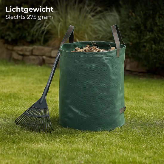 Lomera Opvouwbare Tuinafvalzak - Tuinafvalzak 125L - Tuinzak Met Hengsels - Grote Zak - Herbruikbare Tuinzak - Duurzame Tuinafvalzak - Pp Materiaal - Lichtgewicht Tuinzak - Groene Bladopvangzak - Tuinafvalzak Met 4 Hengsels van Lomera — afbeelding 2