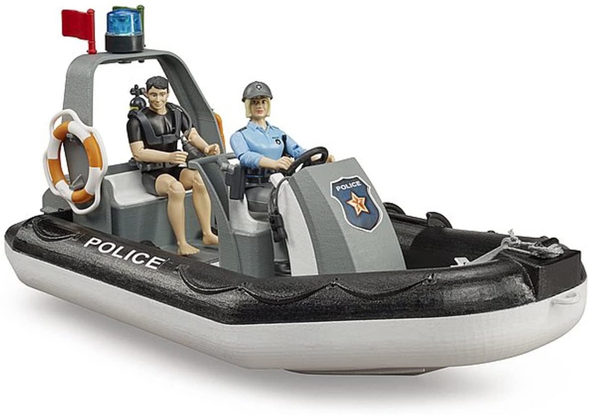bruder RAM 2500 politietruck met boot + trailer en 2 figuren modelvoertuig thumbnail 2