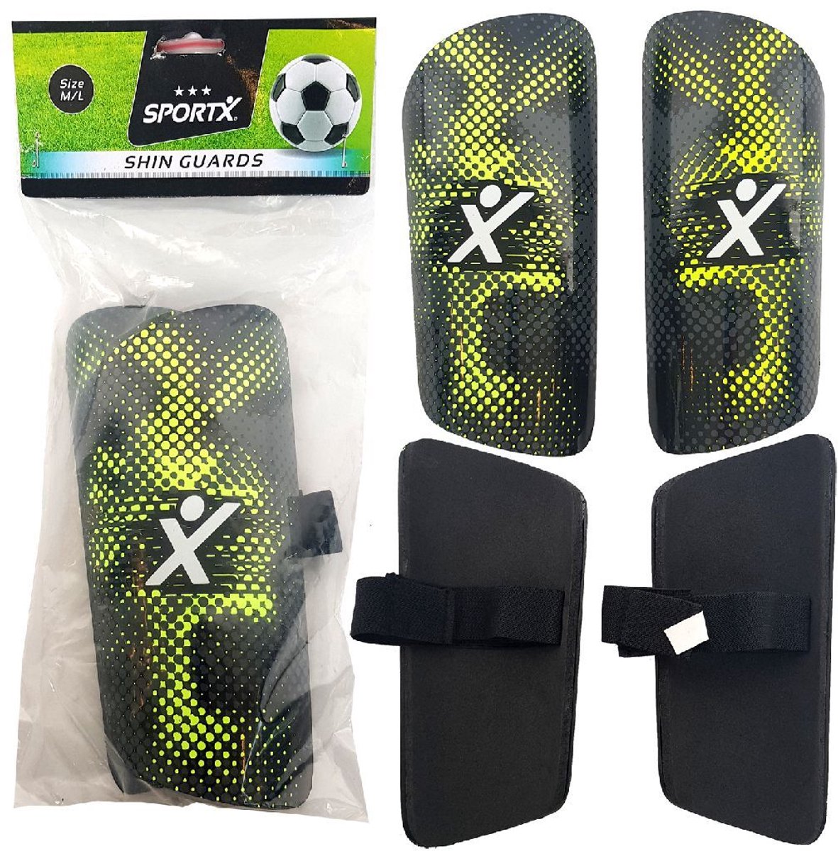 SportX Scheenbeschermers M/L Groen/Zwart