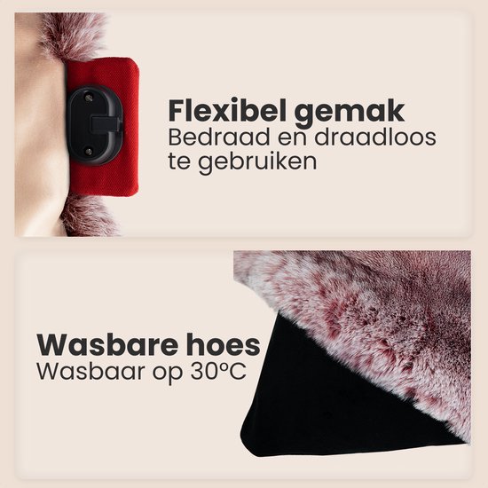 Détail de la connexion et de la housse lavable du coussin chauffant.