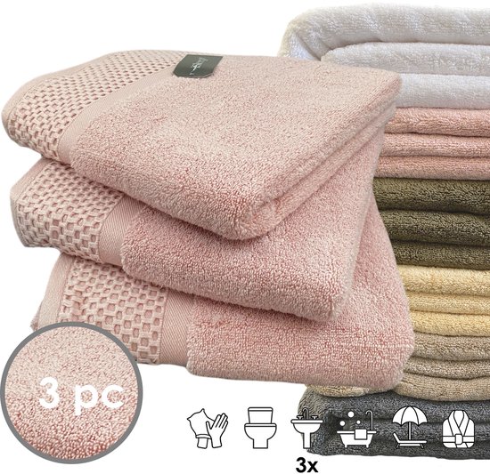Jacquotha Zachte katoenen handdoeken in roze geruit - 4-pack lichtgewicht absorberende handdoeken voor handdrogen en gezichtswassen, cadeaus voor vrouwen en meisjes, 67 x 30 cm