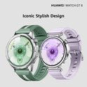 Twee Huawei Watch GT 6 smartwatches, één groen, één paars.