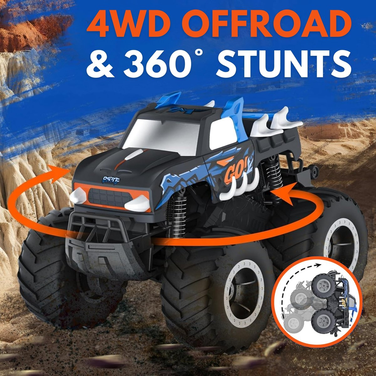 Boncy® Bestuurbare RC Auto Offroad - Monstertruck Car - Jongens Meisje Volwassenen - Monster Truck Robot Speelgoed Binnen & Buiten - Afstandbestuurbaar Race Drift Car - Afstandsbestuurbaar Raceauto Accu - Stuntauto - Bestuurbaar Elektrisch Autos Boot — afbeelding 2