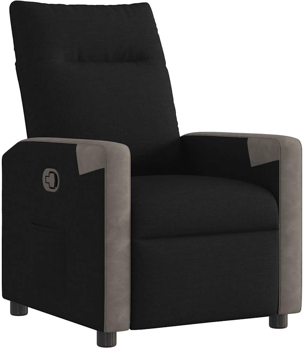 vidaXL Fauteuil - verstelbaar - stof - zwart zwart en grijs