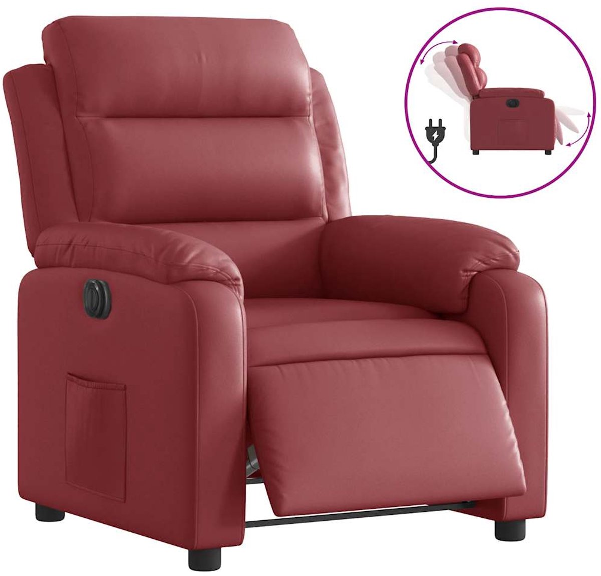 vidaXL Fauteuil - verstelbaar - elektrisch - kunstleer - wijnrood