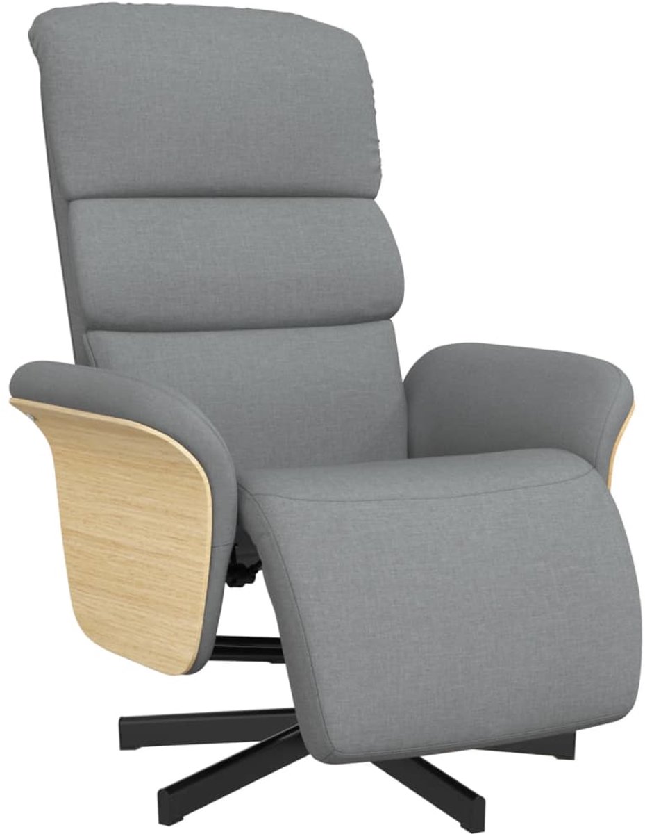 vidaXL Fauteuil - verstelbaar - met - voetensteun - stof - lichtgrijs
