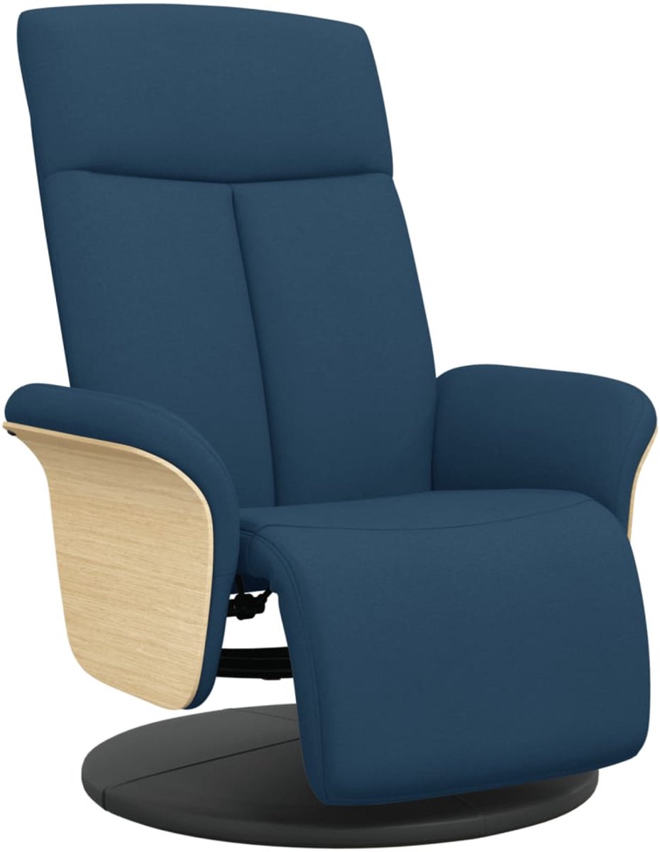 vidaXL Fauteuil - verstelbaar - met - voetensteun - stof - blauw