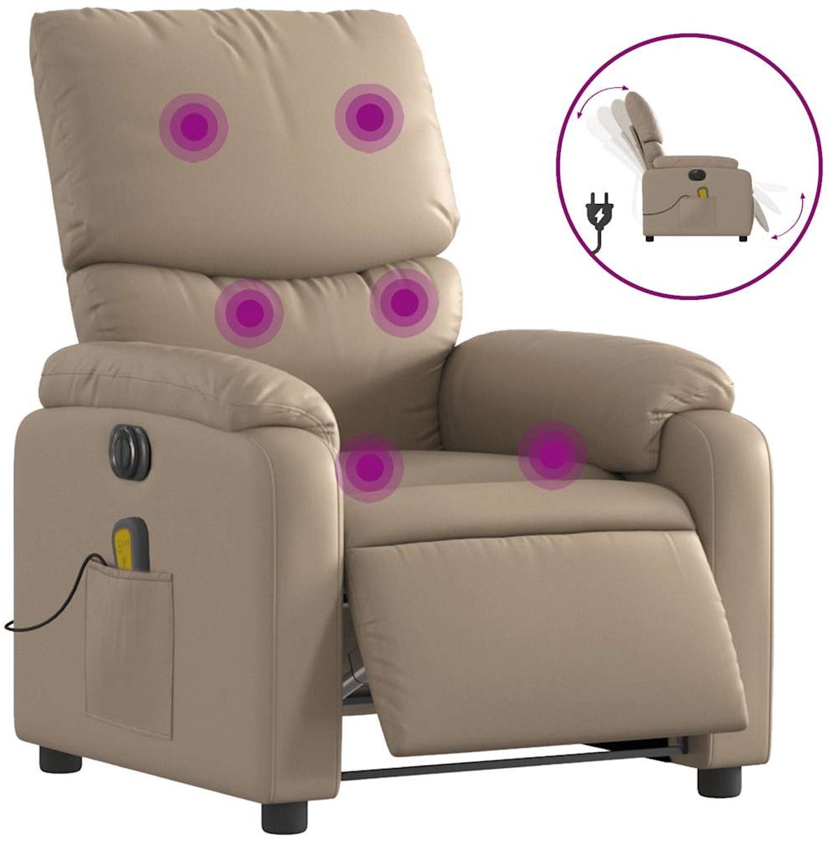 vidaXL Massagestoel - verstelbaar - elektrisch - kunstleer - cappuccinokleurig