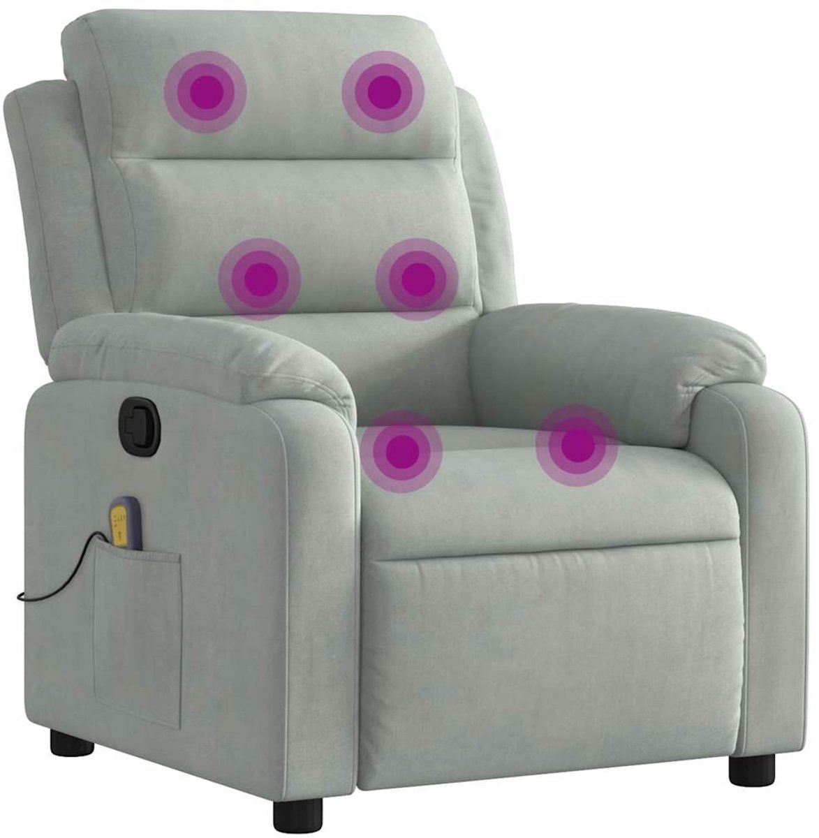 vidaXL Massagestoel - verstelbaar - fluweel - lichtgrijs