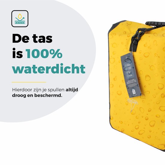 Voltano Fietstas 16L - Geel / Zwart - Enkele Pakaftas - 100% Waterdicht - Met Schouderband van Voltano — afbeelding 2