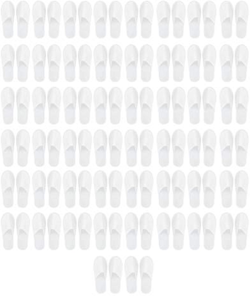 Guest Slippers 50 Pairs Portable Non Slip Slippers for Hotel & Travel for and (3mm Non-Woven Fabric) White One Size White
