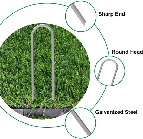 Grondankers - 10 Stuks - 15*4cm*3mm - Zilver - Gegalvaniseerd ijzer - U-vormige - Platte - Onkruidmat - Voor het bevestigen van worteldoek, tuinvlies, schutting, kunstgras, folies van Merkloos	 — afbeelding 2
