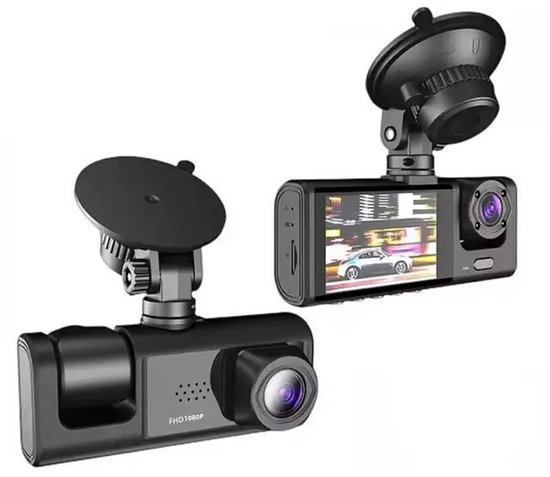 Dash Kamera 1080p Kamera Hd Üçlü Araba Video Kaydedici Dashcam Ön Arka Iç Kabin
