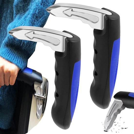 2 pièces - Assistant de poignée de porte de voiture - Multifonction 3 en 1 - Assistance d'urgence pour voiture - Convient aux personnes âgées et handicapées - Blauw