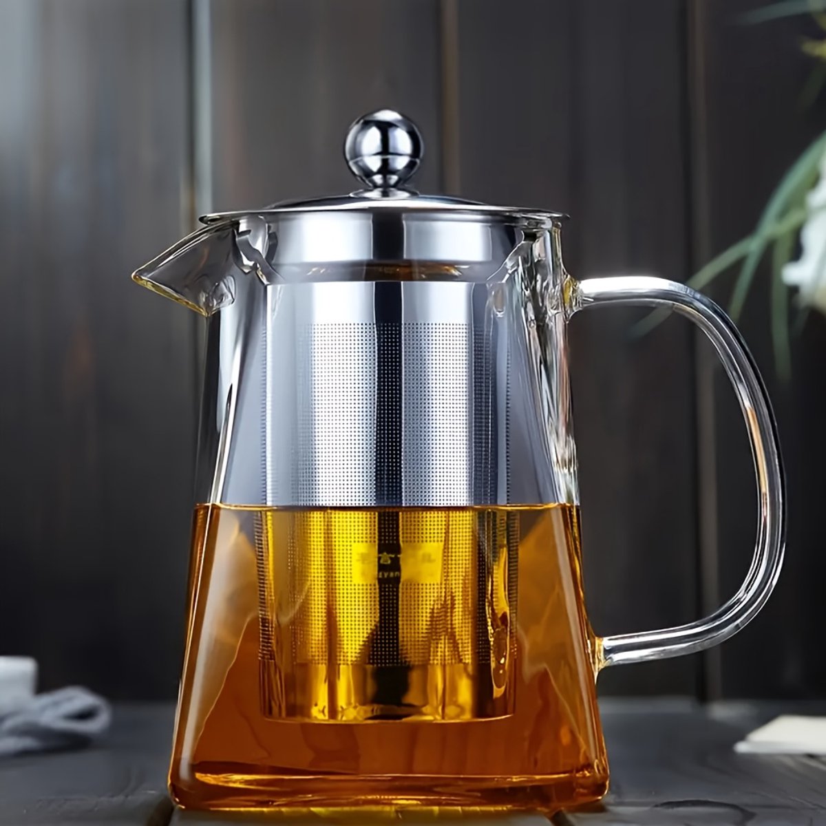 Theepot - theepot met filter - 1pc Dikke Hoge-Temperatuurbestendige Glas Theepot met Roestvrijstalen Filter - Grote Capaciteit voor Kruiden Thee, Zwarte Thee en Bloem Thee