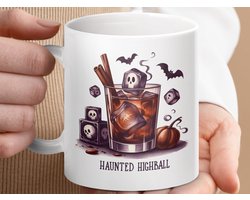 Mok Haunted Highball Cocktail Halloween Mug, Skull Dice, Bat Spooky Mug, Fall Cocktail Art, Pumpkin, Ghostly Drink, Halloween Gift, Unique