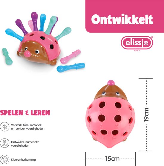 Elissio® - Montessori speelgoed Fijne Motorieke Egel - Sensorisch Speelgoed - Montessori Fijne Motoriek Kinderspeelgoed vanaf 6 Maanden - Educatief Baby Speelgoed 1 Jaar - Peuter & Kleuter Speelgoed 2-3 Jaar - Cadeau voor Meisjes & Jongens - Roze van Elissio — afbeelding 4