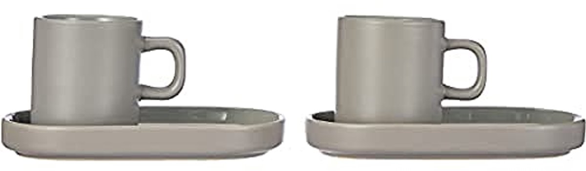 Set van 4 espressokopjes - Aardewerk - Mirage Gray - 0,05 liter
