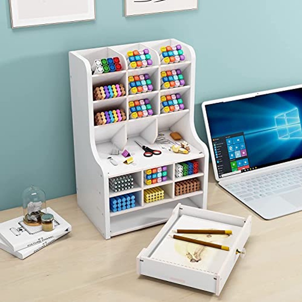 Multifunctionele Houten Bureau-Organizer voor Thuis, Kantoor en School