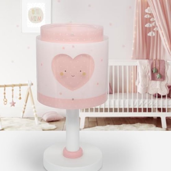 lamp babykamer roze met zilveren hartjes | Babylamp babykamer meisjes | babylamp voor babykamer lamp babykamer roze met zilveren hartjes | Babylamp babykamer meisjes | babylamp voor babykamer