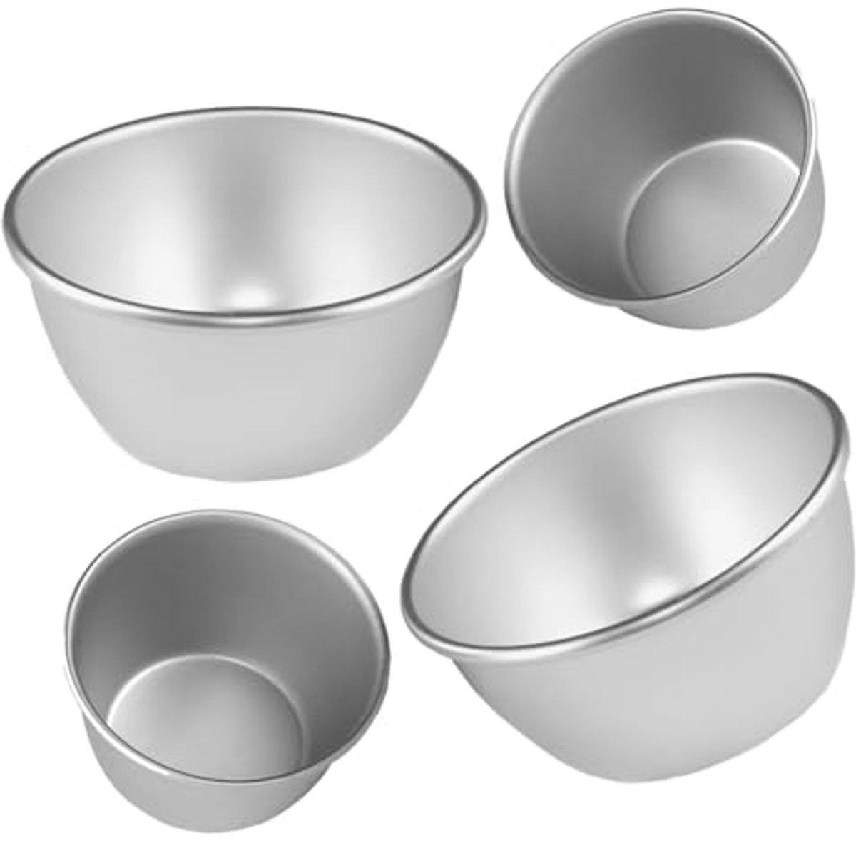 Set van 4 aluminium puddingvormen - mini bakvormpjes voor cupcakes en desserts (4 stuks)
