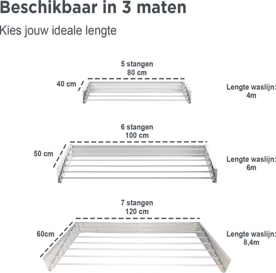 SWAWIS Droogrek voor het balkon, inklapbaar, wasrek voor aan de muur, wasrek voor buiten, drievoudig gevouwen, zwart